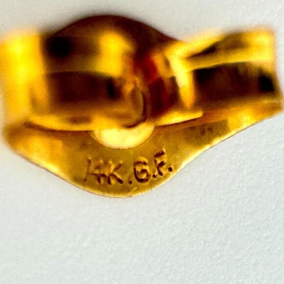 Vtg  Earrings 14K GF Post 12K Gold Fill Love Birds Retro Design Pierced Gift 3 - Picture 9 of 9